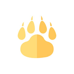 Dog and cat paws with sharp claws. cute animal footprints