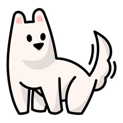 Cute dog doodle vector. Cartoon dog or puppy characters design collection with flat color in different poses. isolated on white background.