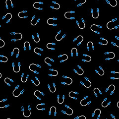 Line Jump rope icon isolated seamless pattern on black background. Skipping rope. Sport equipment. Vector