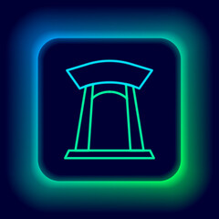 Glowing neon line Korean traditional gate icon isolated on black background. Colorful outline concept. Vector