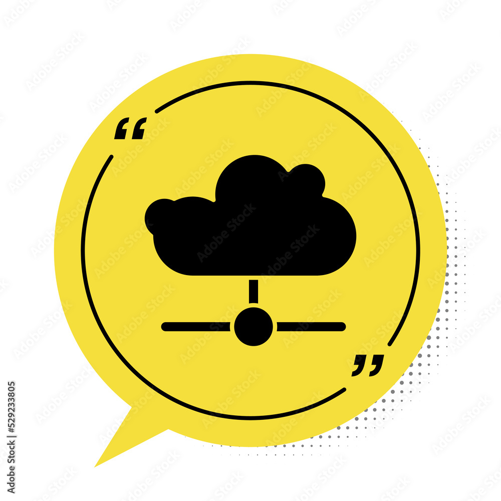 Poster black network cloud connection icon isolated on white background. social technology. cloud computing