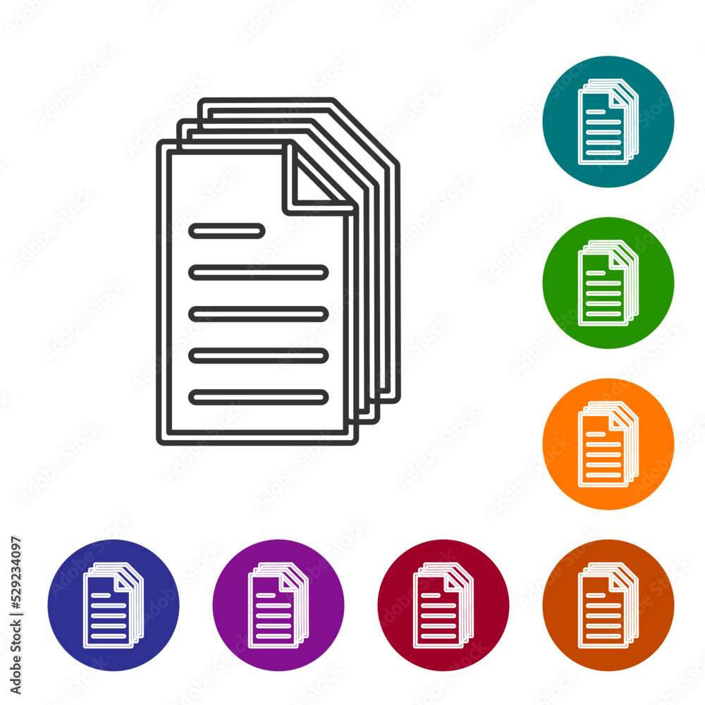 Aufkleber black line file document icon isolated on white background. checklist icon. business concept. set ic