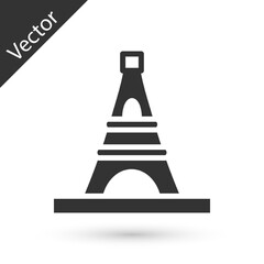 Grey Eiffel tower icon isolated on white background. France Paris landmark symbol. Vector