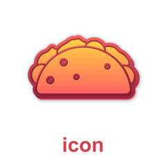 Gold Taco with tortilla icon isolated on white background. Traditional mexican fast food menu. Vector