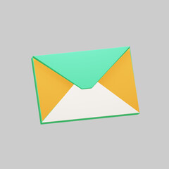 3D envelope icon. Online correspondence and e-mail concept illustration