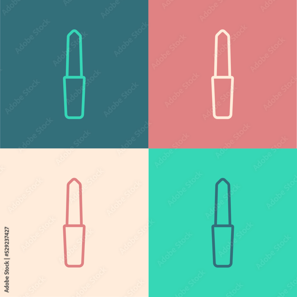 Poster pop art line nail file icon isolated on color background. manicure tool. vector