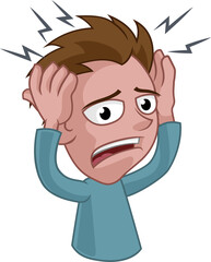 A man suffering stress anxiety or a headache cartoon © Christos Georghiou