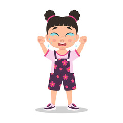 The child is crying, the girl is in tears. Vector illustration