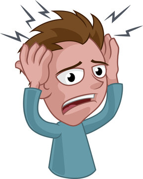 A man suffering stress anxiety or a headache cartoon