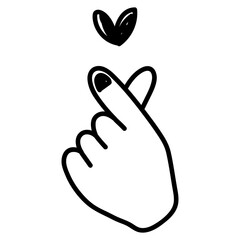 hand drawn doodle icon - finger heart