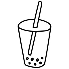 hand drawn doodle icon - bubble tea