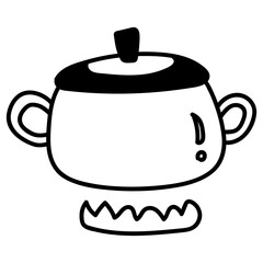 hand drawn doodle icon - boiling pot