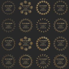 Golden circle flower frame wreath