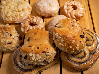 Sweet baked goods. Sweet flour products from the bakery.