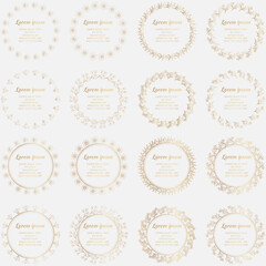 Golden circle flower frame wreath