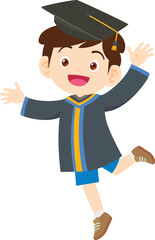  happy smiling graduate students in graduation gowns holding diplomas