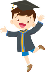  happy smiling graduate students in graduation gowns holding diplomas