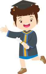  happy smiling graduate students in graduation gowns holding diplomas