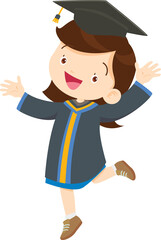  happy smiling graduate students in graduation gowns holding diplomas