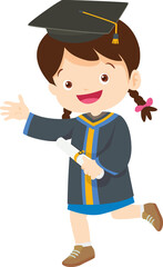  happy smiling graduate students in graduation gowns holding diplomas