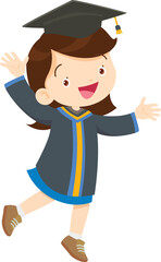  happy smiling graduate students in graduation gowns holding diplomas