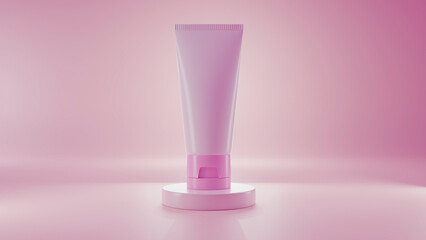 Cosmetic pink tube product 3d rendering