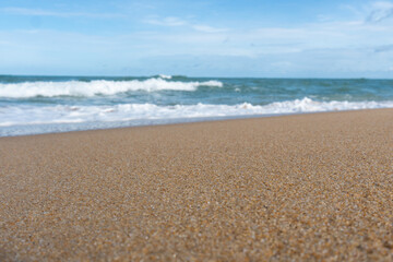 Fototapeta na wymiar texture of sand and wave on clean beach