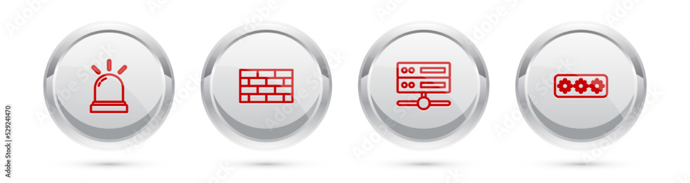 Poster set line motion sensor, firewall, security wall, server, data, web hosting and password protection. 