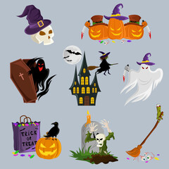 halloween icons set