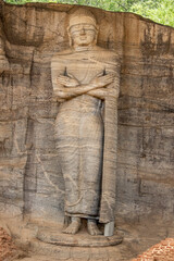 Standing Buddha Image in Gal Vihara, Polonnaruwa, Sri Lanka