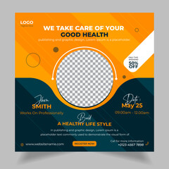 Medical health care flyer social media and horizontal web banner template premium AI