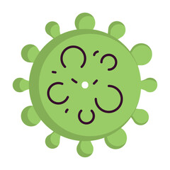 Microscopic view of rotavirus vector color icon design, Biochemistry symbol, Biotechnology and Biochemical Sign, Science and engineering stock illustration, Green Bacterium Concept