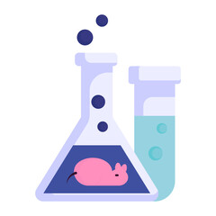 Rat Research Test  vector color icon design, Biochemistry symbol, Biotechnology and Biochemical Sign, Science and engineering stock illustration, immunization trials using attenuated virus Concept