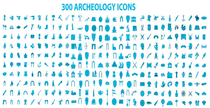 300 archaeology center icons set in flat style for any design vector illustration