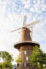 Old Dutch  windmill in the Netherlands. Careful attitude to original history.