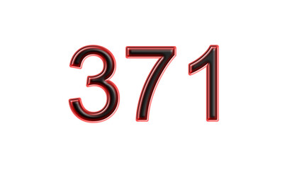 red 371 number 3d effect white background