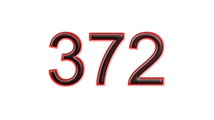 red 372 number 3d effect white background