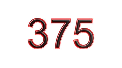 red 375 number 3d effect white background