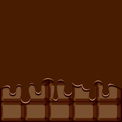 Chocolate brown frame background with copy space vector. Chocolate melted background vector illustration. Flowing chocolate border with copy space