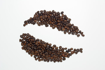 Coffee beans isolated on white background.