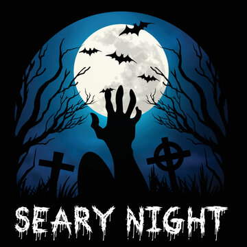 Seary Night bat tree moon
