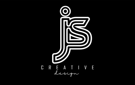 Outline Letters JS j s logo with a minimalist design. Letters with elegant, simple and two letters design.