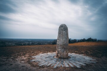 famous hill of Tara in Ireland with the sky in the background - obrazy, fototapety, plakaty