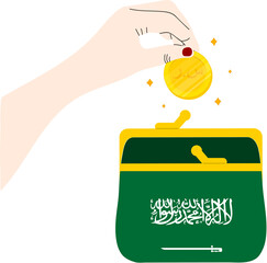 Saudi Arabia hand drawn flag,Saudi Riyal hand drawn