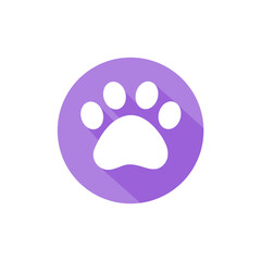Dog and cat paws with sharp claws. cute animal footprints