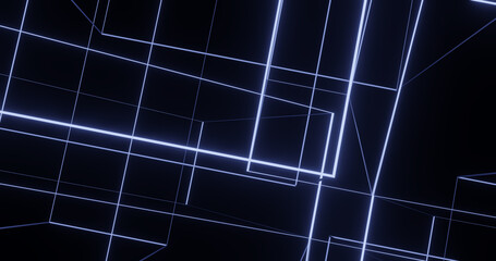 Render with blue lines on a black background