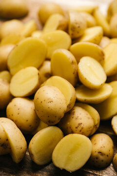 Raw Halved Baby Yukon Gold Potatoes