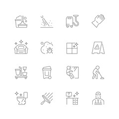 Industrial cleaning line outline icon isolated on white