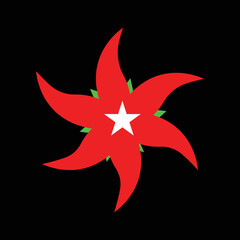 Red flower vector logo design 