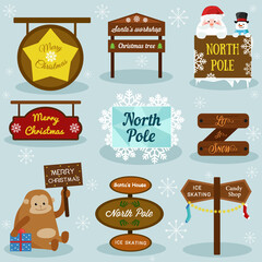 set of christmas elements